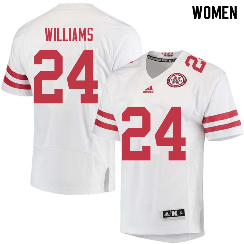 Women #24 Aaron Williams Nebraska Cornhuskers College Football Jerseys Sale-White - Click Image to Close